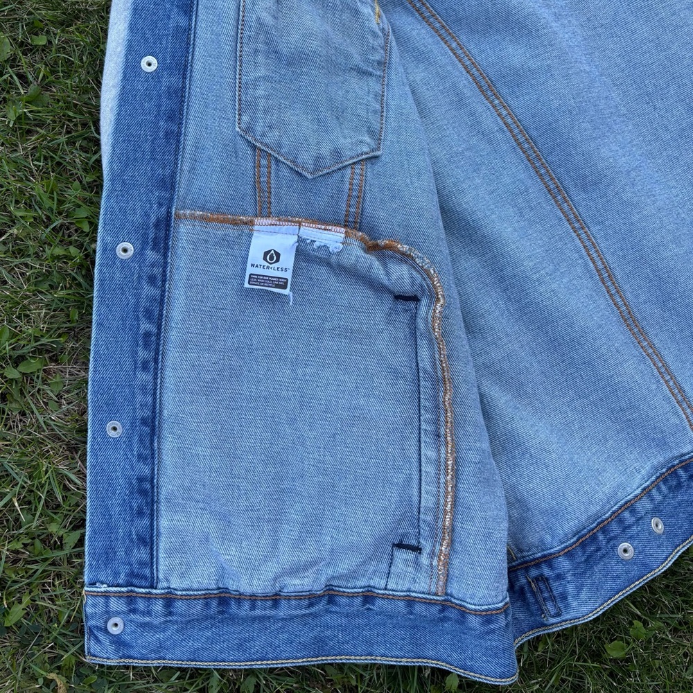 Levi’s Hybrid Hoodie Trucker Jean Jacket Mens XL Vintage Fit Blue Gray Hooded - Picture 10 of 10